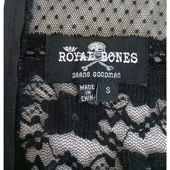 Royal Bones Daang Goodman Blk Sheer Lace Knee Length Dress Sz S Tripp NYC - Picture 3 of 6